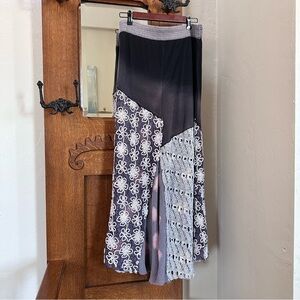Anthropologie Aratta Silent Journey Black and Gray Patchwork Maxi Skirt